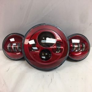 7″ DAYMAKER Color Matched 3 PIECE SET Velocity Red LED Light Bulb Headlight Motorcycle Harley